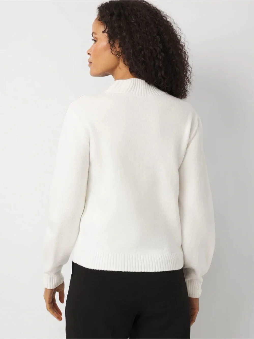 White House Black Market soft pink Sweater with Black Floral Line Art